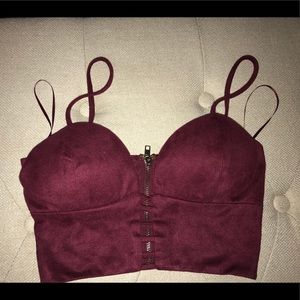 Burgundy crop top w/ zipper back